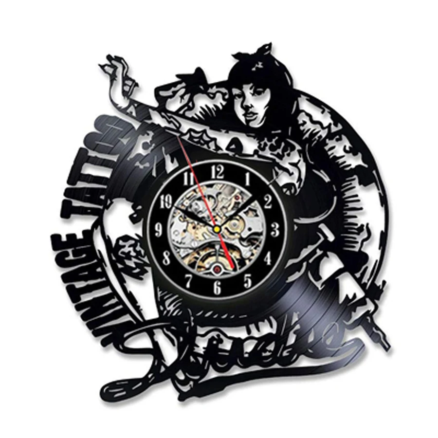 12 дюймов тату студия настенные часы современный дизайн машина магазин виниловые
