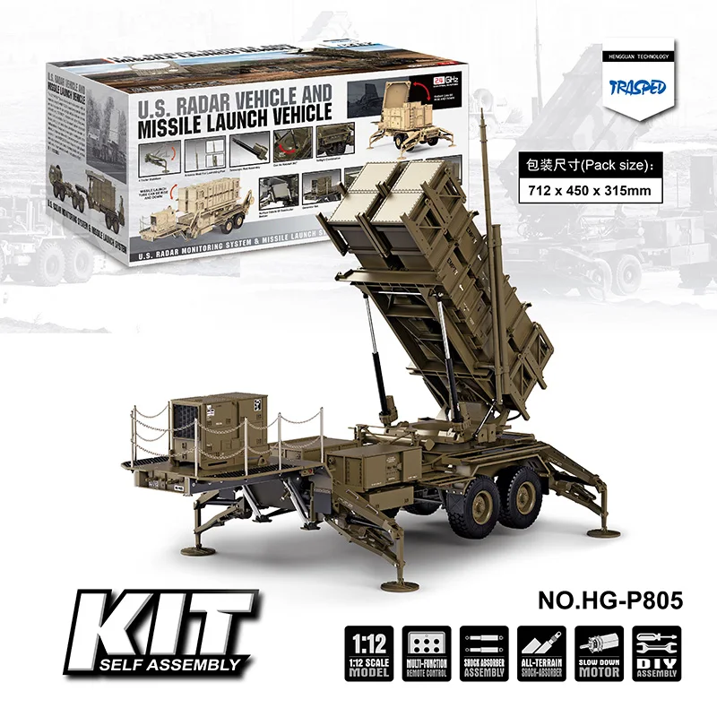 

HG 1/12 RC U.S Missile Launch Vehicle P805 Model Radio Lights 360° Rotation Remote Control Model Car Gift Toys For Boys SMT4