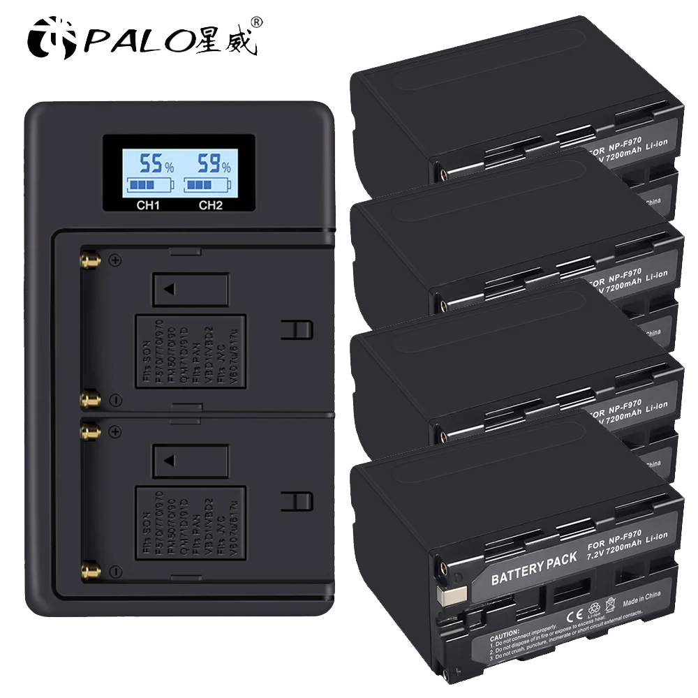 suit 4 шт 7,2 V 7200mAh NP F960 F970 батарея с дисплеем питания+ 1 lcd Быстрая 3 x Быстрая Двойная зарядка для SONY F970 F960 F770 F570 CCD-RV100 - Цвет: suit