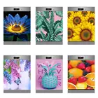 Наклейки в виде цветов и посудомоечной машины, наклейки на стену с фруктами и бабочками, самоклеящиеся виниловые обои, размер под заказ, декоративные наклейки для дверей шкафов