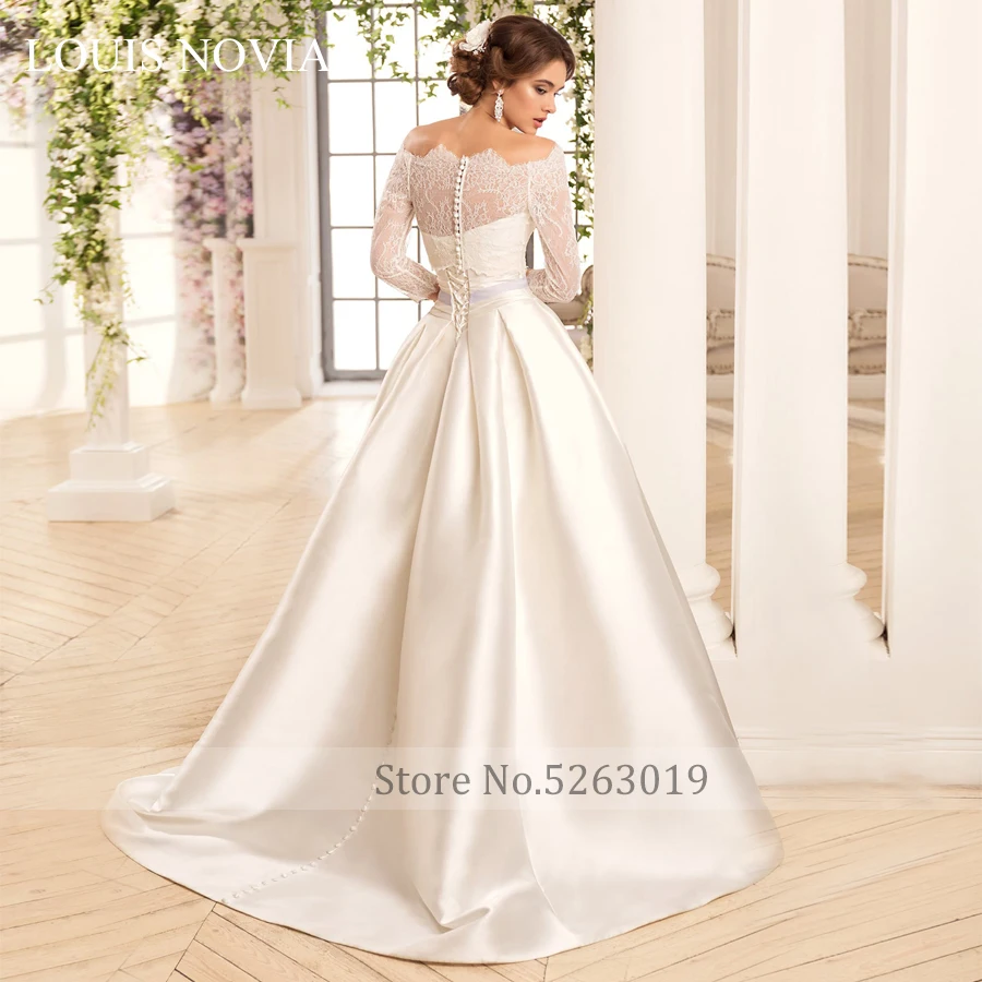 Свадебное платье LOUIS NOVIAS новое для невесты с одним плечом и длинным рукавом
