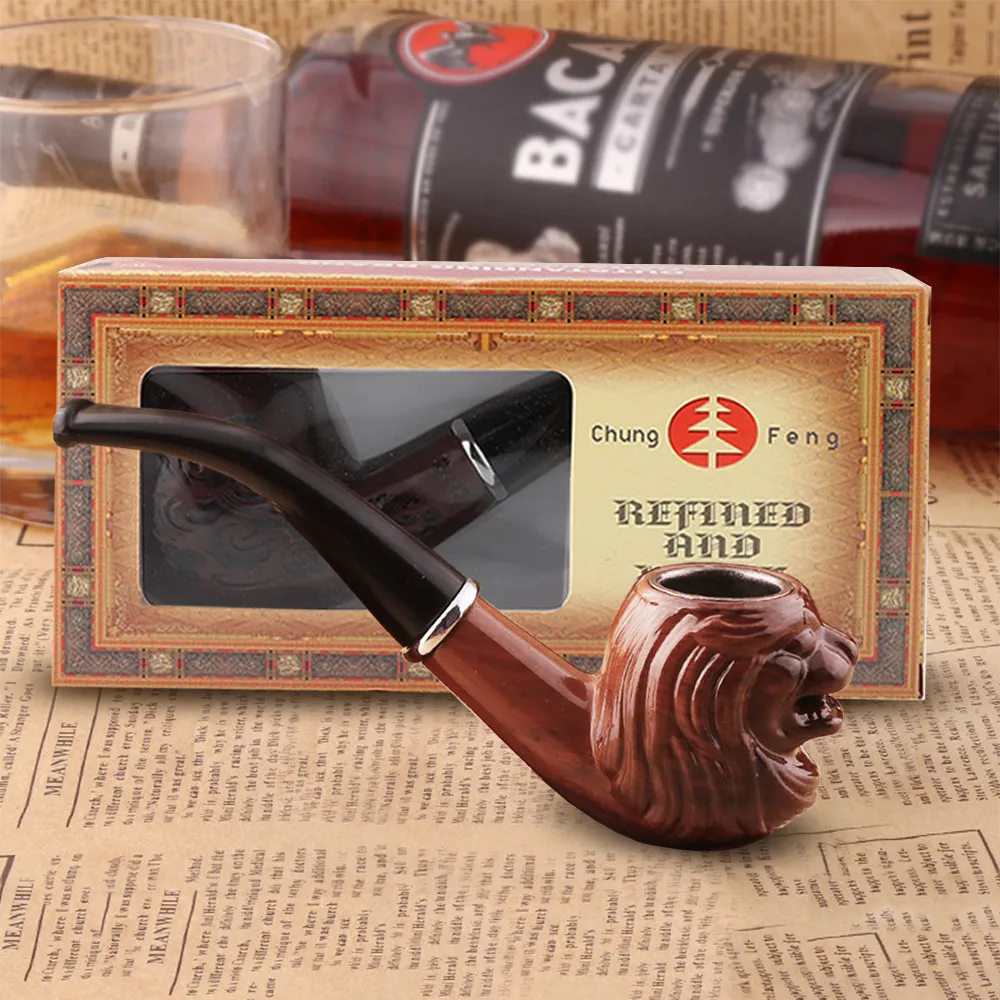 

Resin Smoke Pipe Imitation wooden Creative Carved Long Handle Handheld Portable Pipe Cigarette Filter Smoker Smoking Gadget Gift