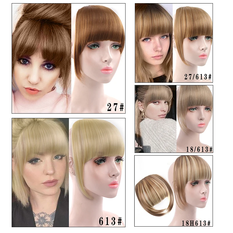 LUPU Women's Hair Short Straight Blunt Bangs Synthetic Natural Fake False Clip In Hairpieces For Black Heat Resistant Fiber |