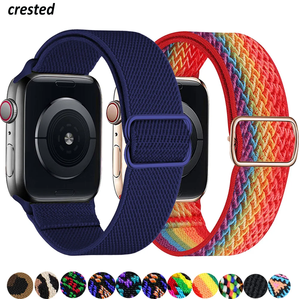 Ремешок резиновый для Apple watch band 44 мм 40 38 42 регулируемый эластичный нейлоновый