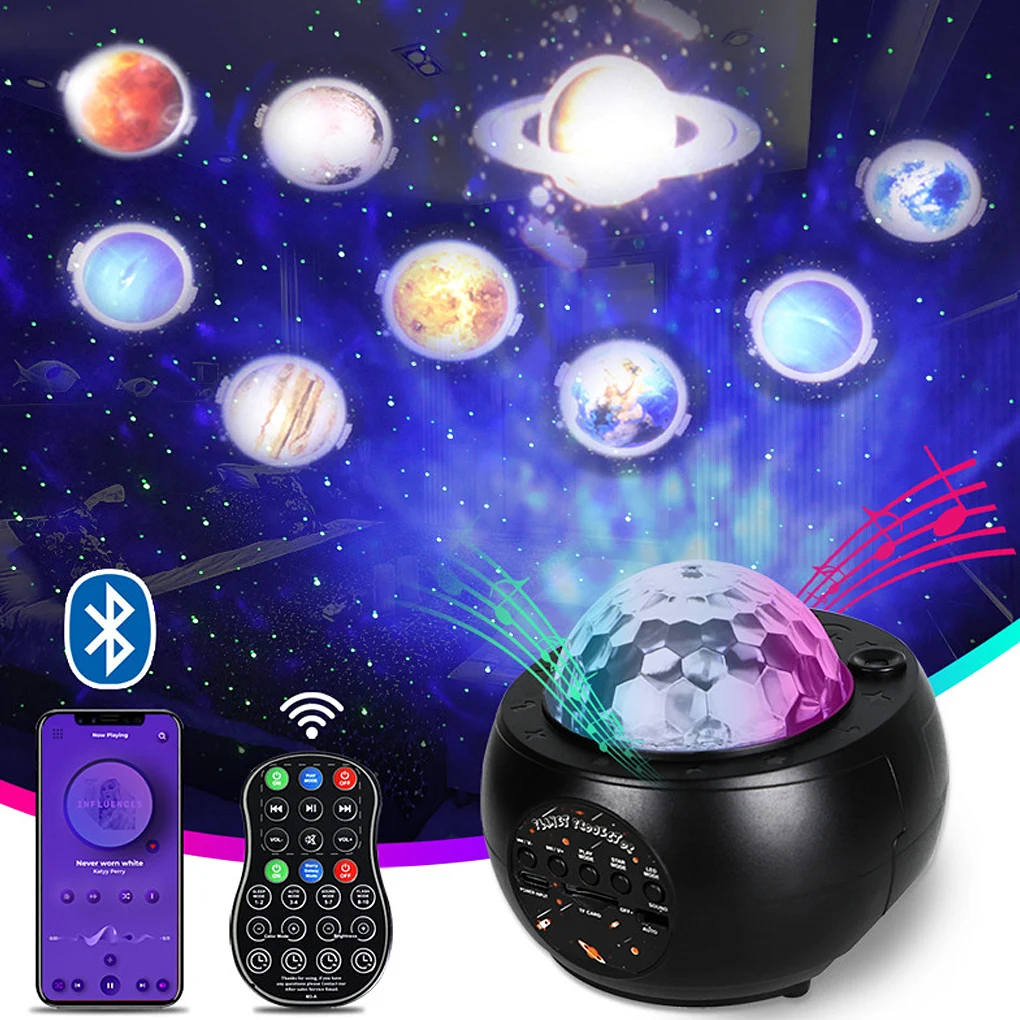 

LED Star Sky Planets Projector Night Light Galaxy Starry Sky Projector Night Lamp With Music Bluetooth Speaker For Childrens 8W