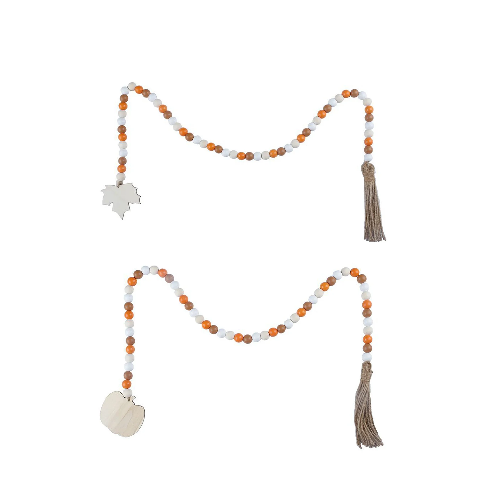 

2pcs Wood Bead Garland 1M Long Farmhouse Rustic Country Beads With Tassels Wall Hanging Garland For Home Decor