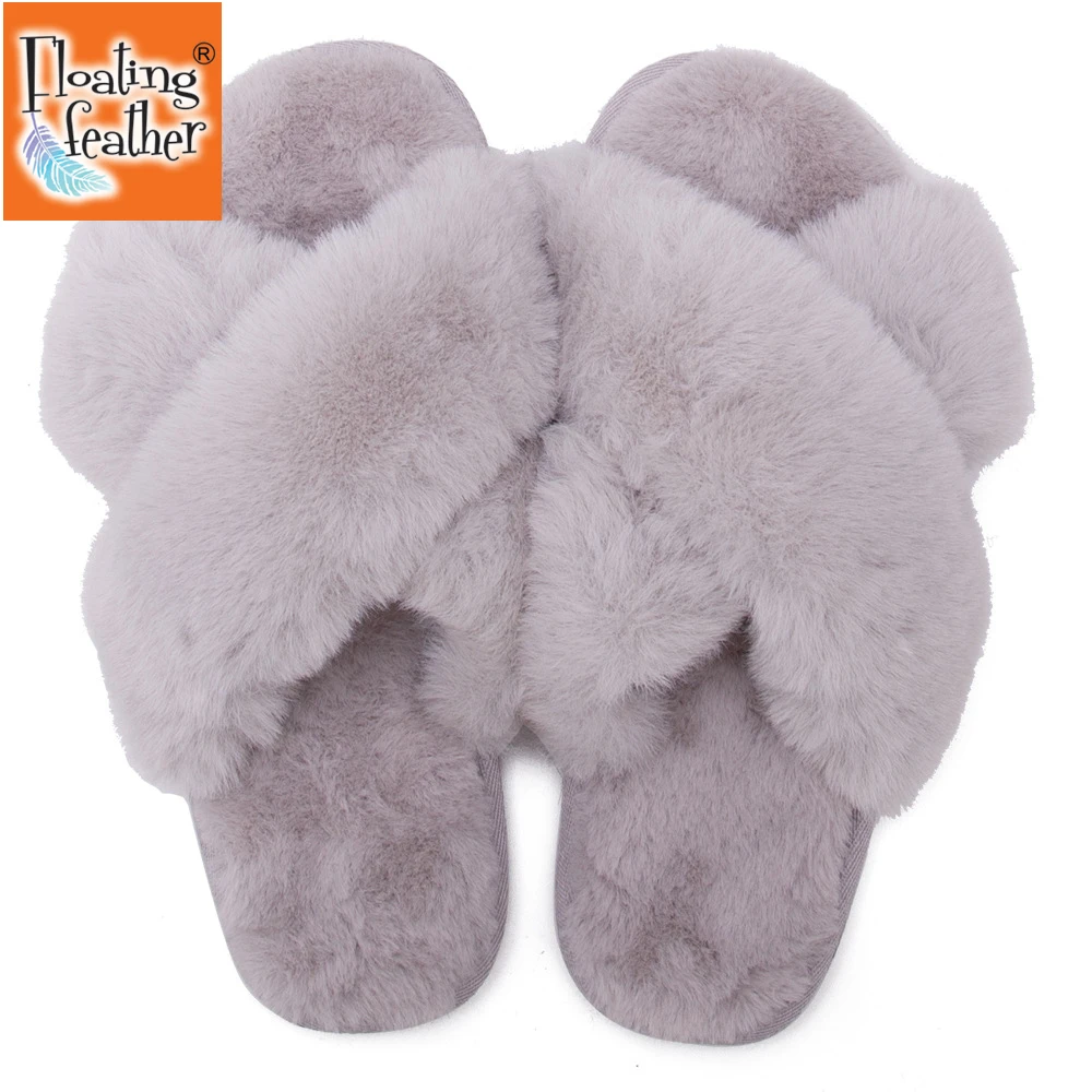

Winter New Lattice Indoor Furry Slippers For Women Warm Plush Bedroom Flat Couples Shoes Comfortable House Ladies Fur Slippers