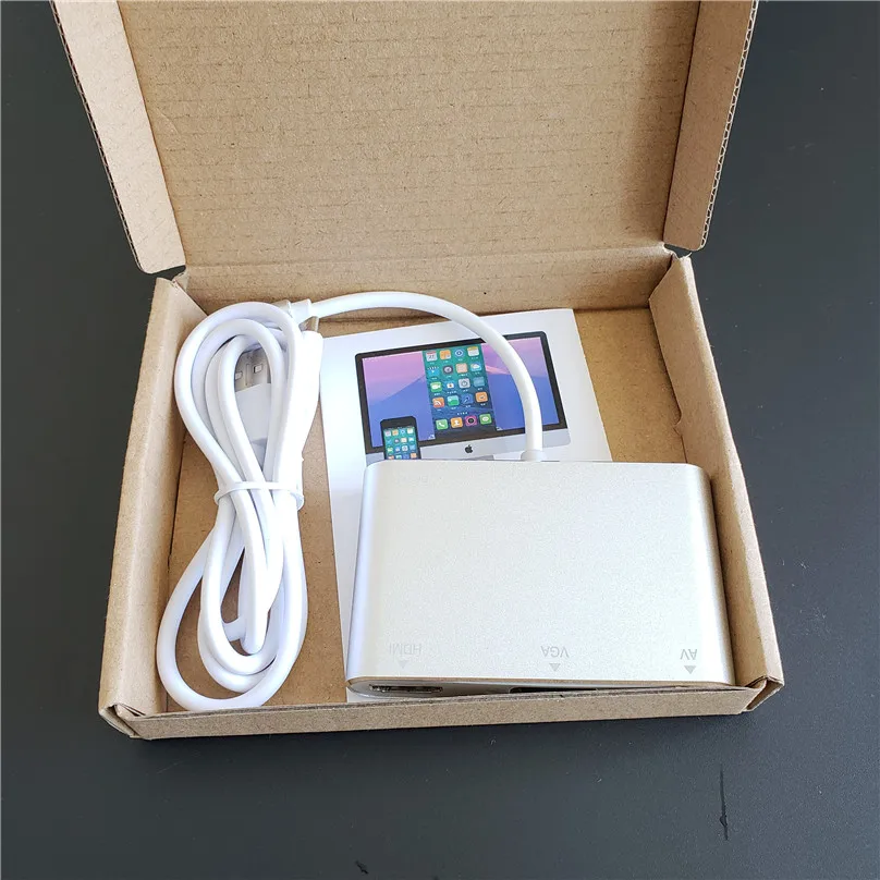 Высококачественный HDTV OTG кабель для Lightning-HDMI VGA AV аудио Vidio адаптер 8 pin iPhone X Xs Max XR iPad