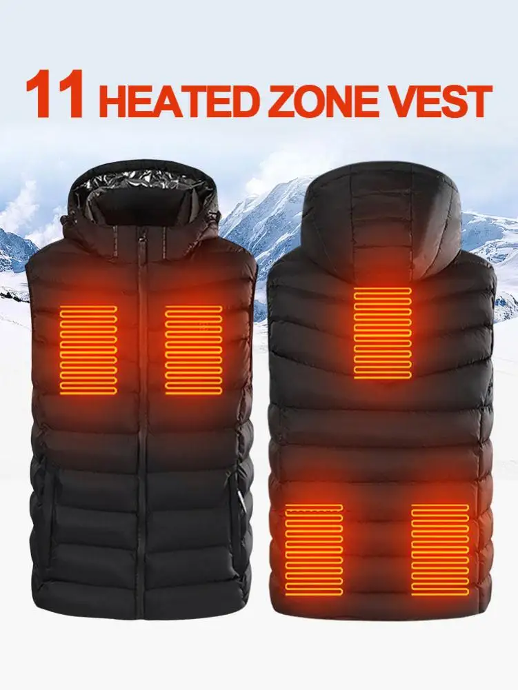 

11 Heating Zone Vest USB Electric Heating Vest Winter Motorcycle Jacket Smart Heating Jacket Men And Women Warm Clothing Outdoo