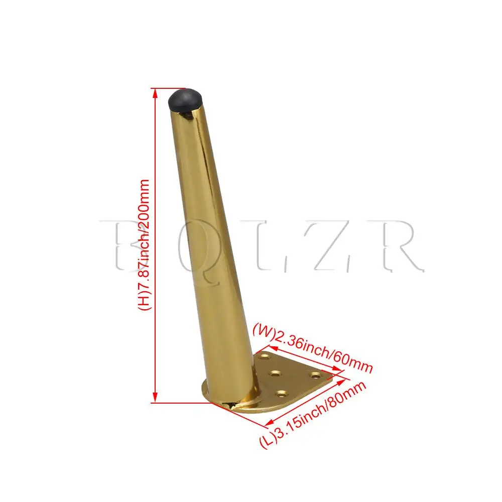

BQLZR 8x6cm Sheet Golden Furniture Conical Sofa Support Feet 20cm Set of 4