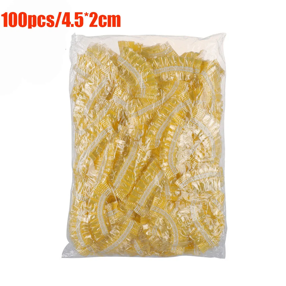 Ear 100pcs yellow 50/100 шт одноразовые Пластик Водонепроницаемый Ухо Защитная крышка Кепки s Парикмахерская краска Защита душ Кепки инструмент - Цвет: Ear 100pcs yellow