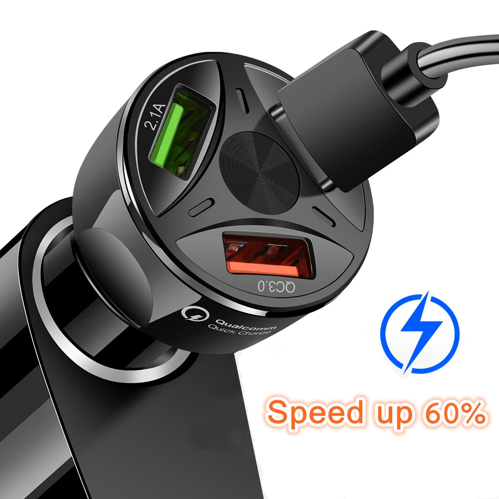 Автомобильное зарядное устройство 7A QC 3 0 Быстрая автомобильная прикуриватель