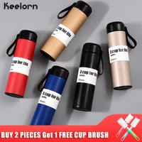 keelorn 500ml double wall stainless steel coffee thermos cup portable rope vacuum flask outdoor insulated travel mug