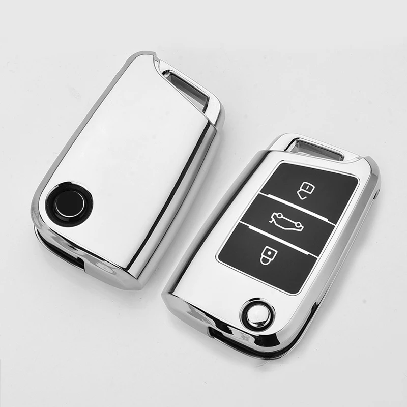 Новинка мягкий ТПУ чехол для автомобильного ключа с 3 кнопками Volkswagen VW Golf 7 mk7 Seat