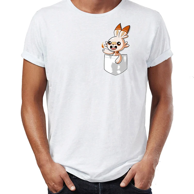 Мужская футболка Pocket Grookey, Scorbunny, Sobble Pokemon Sword and Shield Awesome художественная рисованная Футболка с принтом