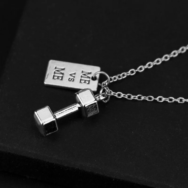 

Charm Sport Dumbbells Necklace Metal Letter Barbell Pendant Gym Cross Fit Workout Bodybuilding Fitness Jewelry