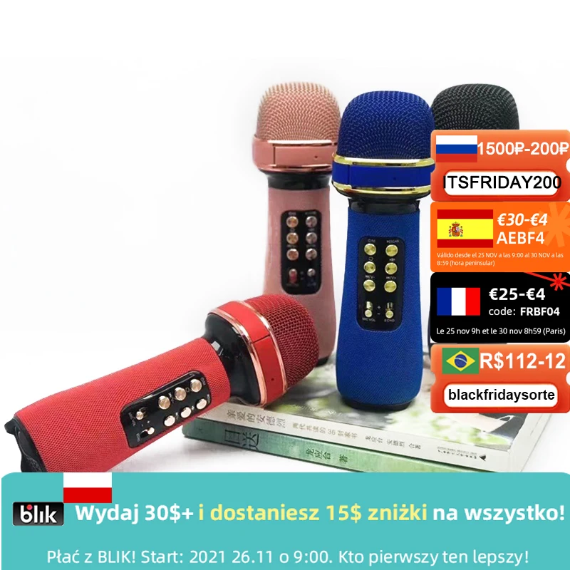 

WS-898 ручной микрофон Bluetooth 5,0, конденсаторный беспроводной двойной динамик для караоке для iOS, Android, SmartTV, музыкальный плеер, Mic mini