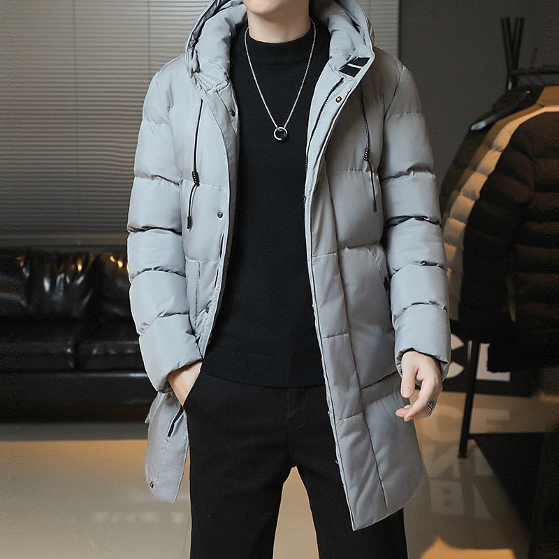 New Winter Fashion Youth Middle And Long Clothes Men'S Korean Version Popular Bread Down Cotton Thickened Warm Coat Boy