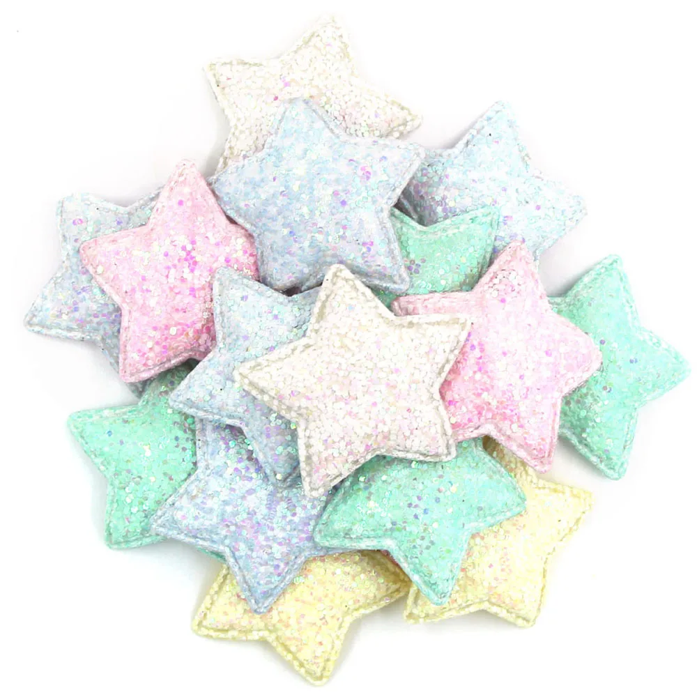 10 шт. разноцветные нашивки со звездами милые с блестками для одежды блестящие