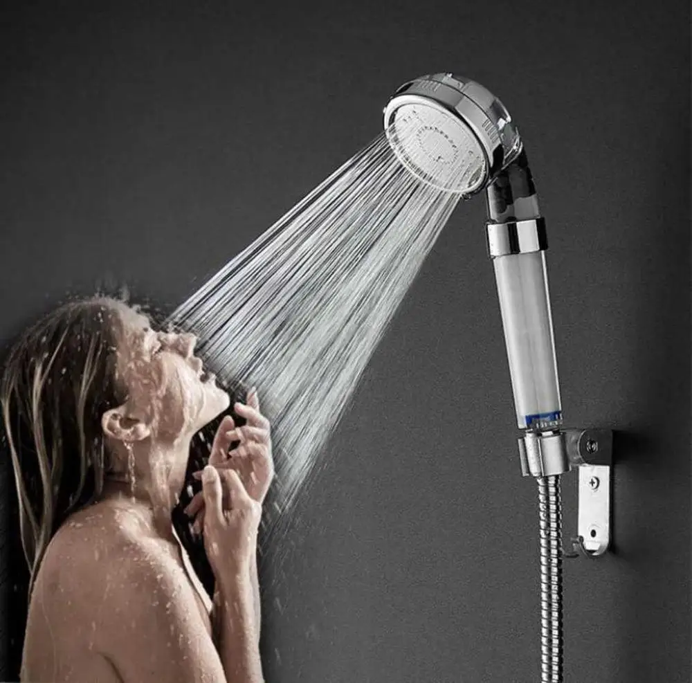 Zloog Bathroom ABS Material 3 Function Water Saving High Pressure Jetting Negative Ions PP Cotton Filter Shower Head Nozzle |