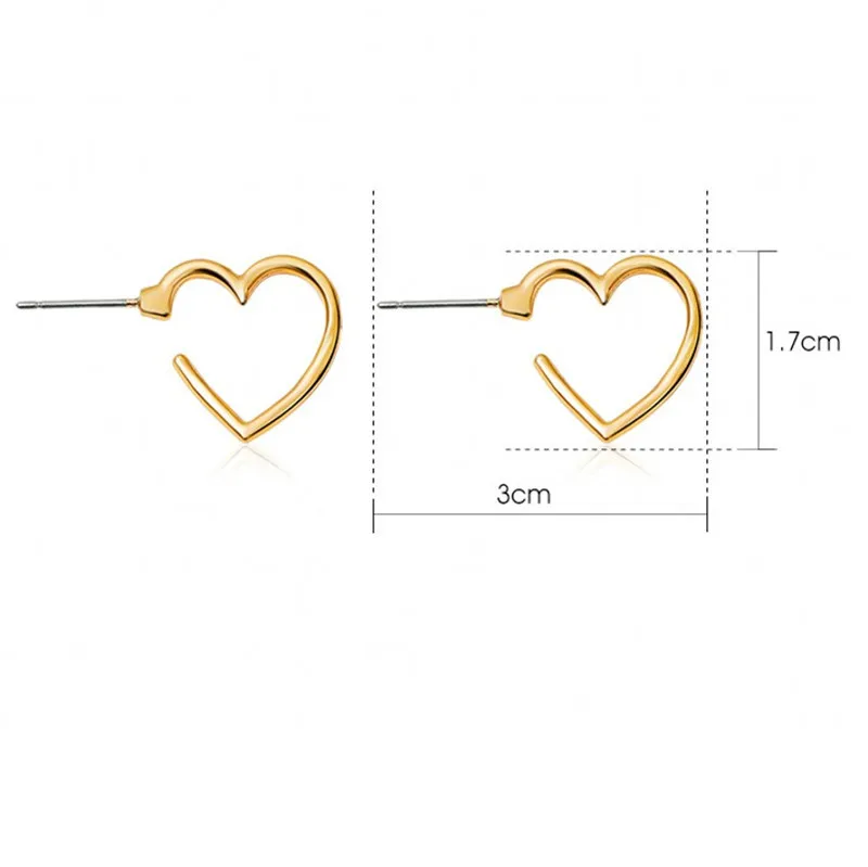 

Heart Geometric Stud Earrings Charm Zinc Alloy aretes de mujer High Quality Gold Hoop Earrings Female Fahion Jewelry Party Gift