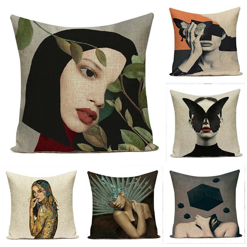 Модные абстрактные Пледы Подушки чехол Ретро наволочки Льняные декоративные