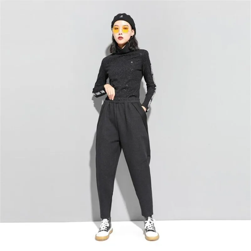 Осенне-зимние теплые хлопковые модные женские брюки растягивающиеся с