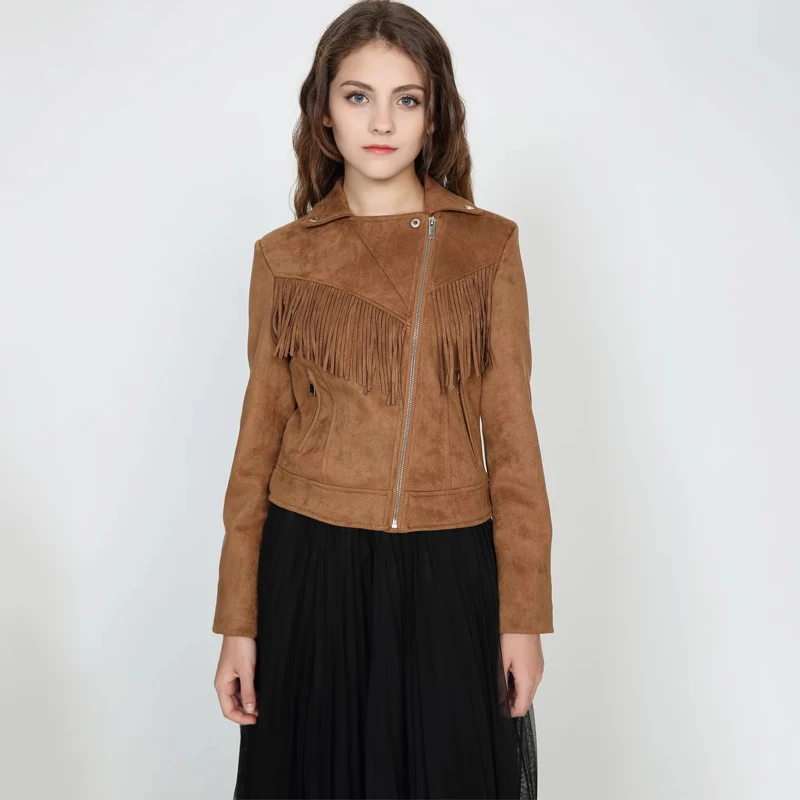 Куртка TMODA270 женская из мягкой замши верхняя одежда искусственной кожи