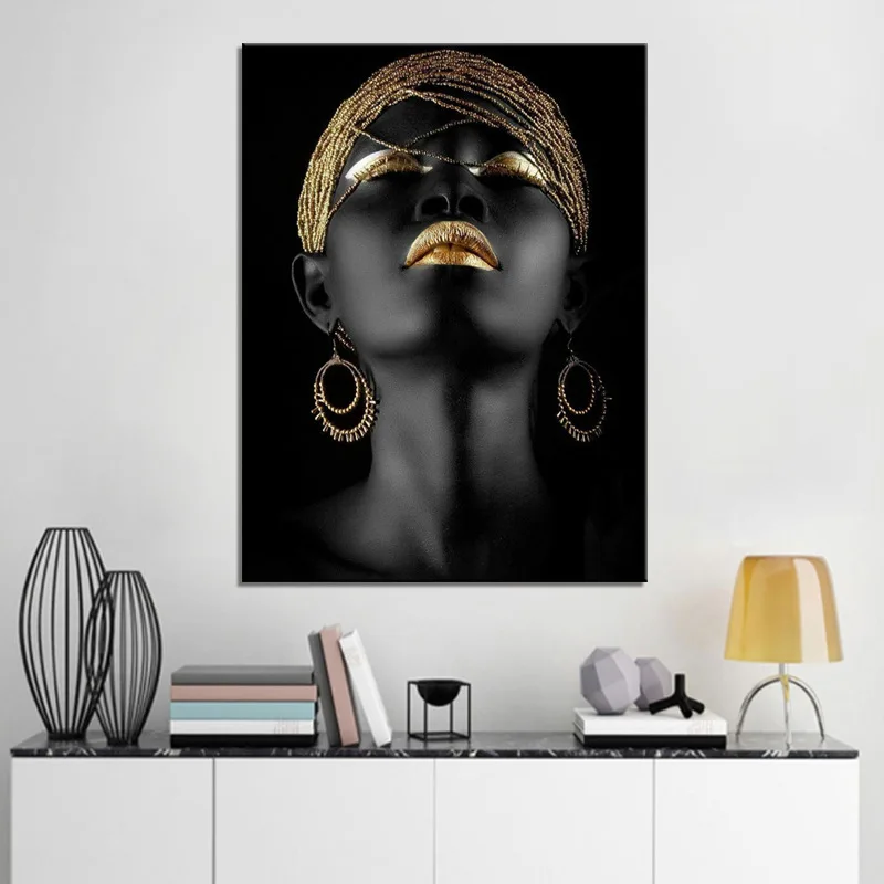 

Si Di Ke Wall Painting Decoration Black African Girl Canvas Paintings for Living Room Figure Painting Canvas Unframed Home Decor