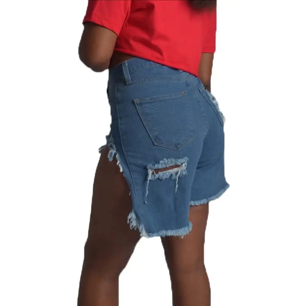 Новые женские пикантные Рваные джинсовые шорты с высокой талией и бахромой |