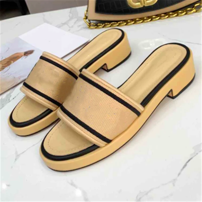 

Prowow Stripe Platform Slippers Splicing Sports Slippers Beach Casual Slippers Flying Weave Design Slippers Vacation Shoes