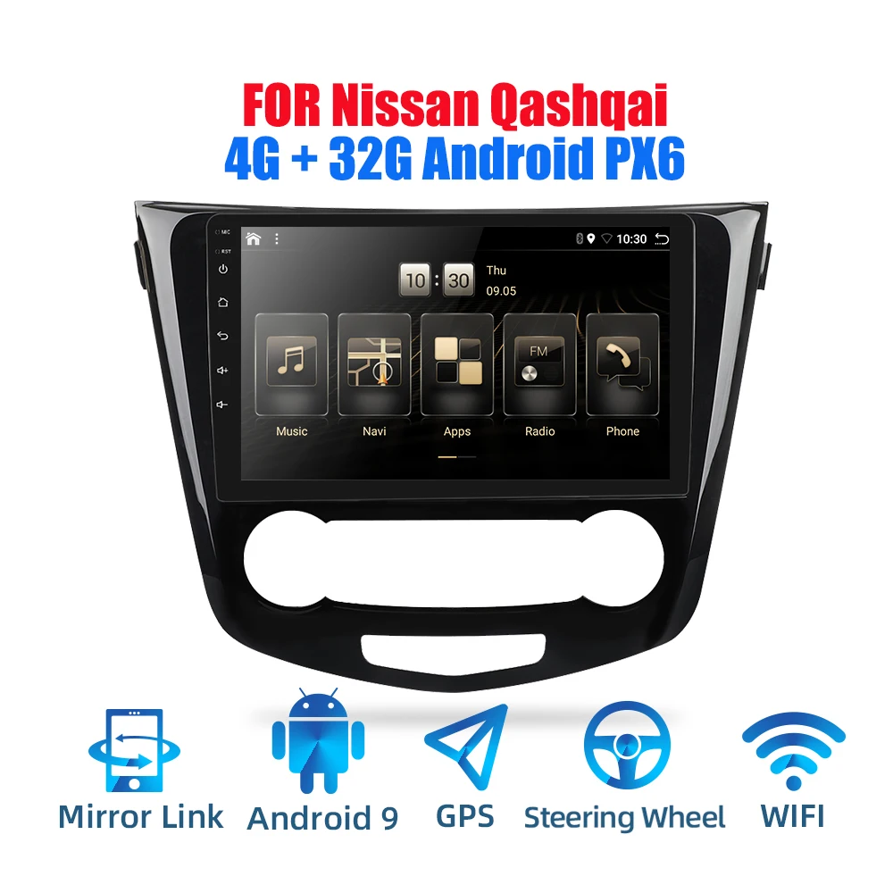 Автомагнитола Ouad Core PX6 2din Android 9 0 стерео для Nissan Qashai/X Trail GPS Navi аудио видео плеер Wi Fi