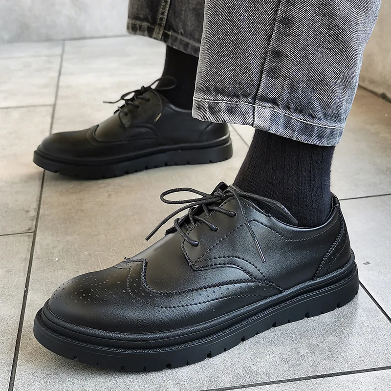 

Роскошные туфли-оксфорды, Мужские дышащие кожаные туфли, Формальные туфли на резиновой подошве, удобные мужские офисные туфли на шнуровке