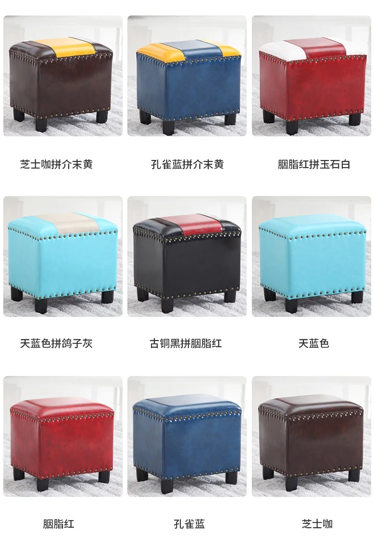 Кожаный квадратный табурет в стиле середины века красивый и великолепный