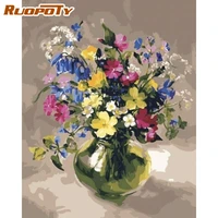 ruopoty flower in green vase landscape oil paint by numbers handmade acrylic pigment draw on canvas home decor wall picture