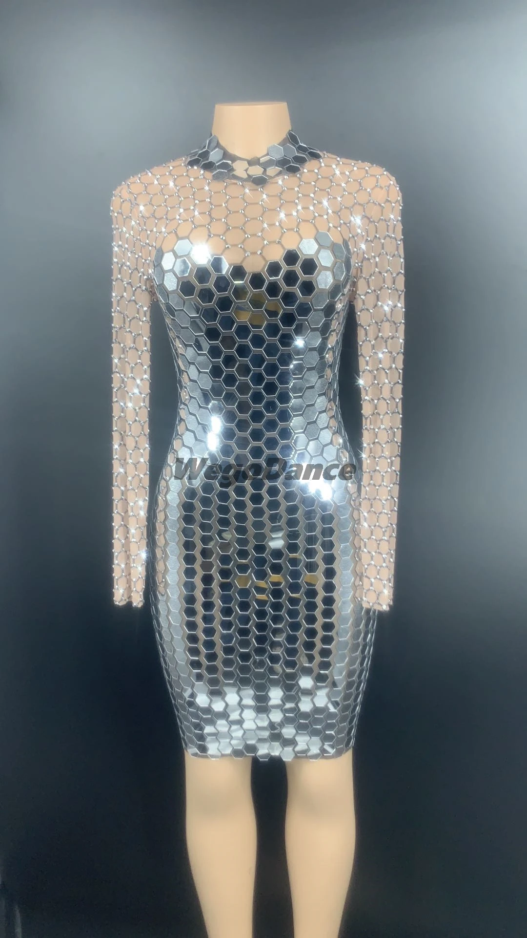 Выпускного вечера вечерние платье для женщин зеркало со стразами Прозрачные