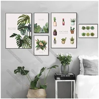 modern style canvas painting wall poster naturally botanical plants succulent and cactus plants for home rooms wall decoration