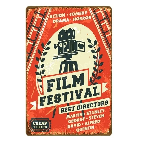 

Cinema Poster Film Movie Tickets Metal Tin Signs Shop Market Restaurant Drive-in Hotel Paintings Sticker Wall Decor YI-199