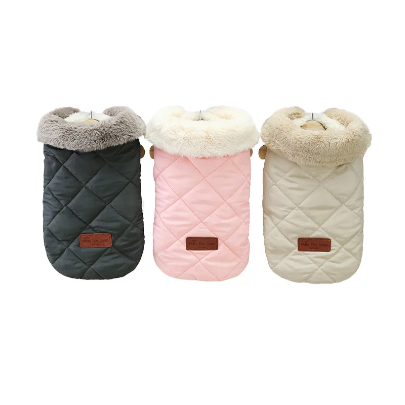 

Pet Clothes Puppy Clothes Small Quilted Jacket Thicken Dog Clothes Fur Collar Pet Winter Clothes