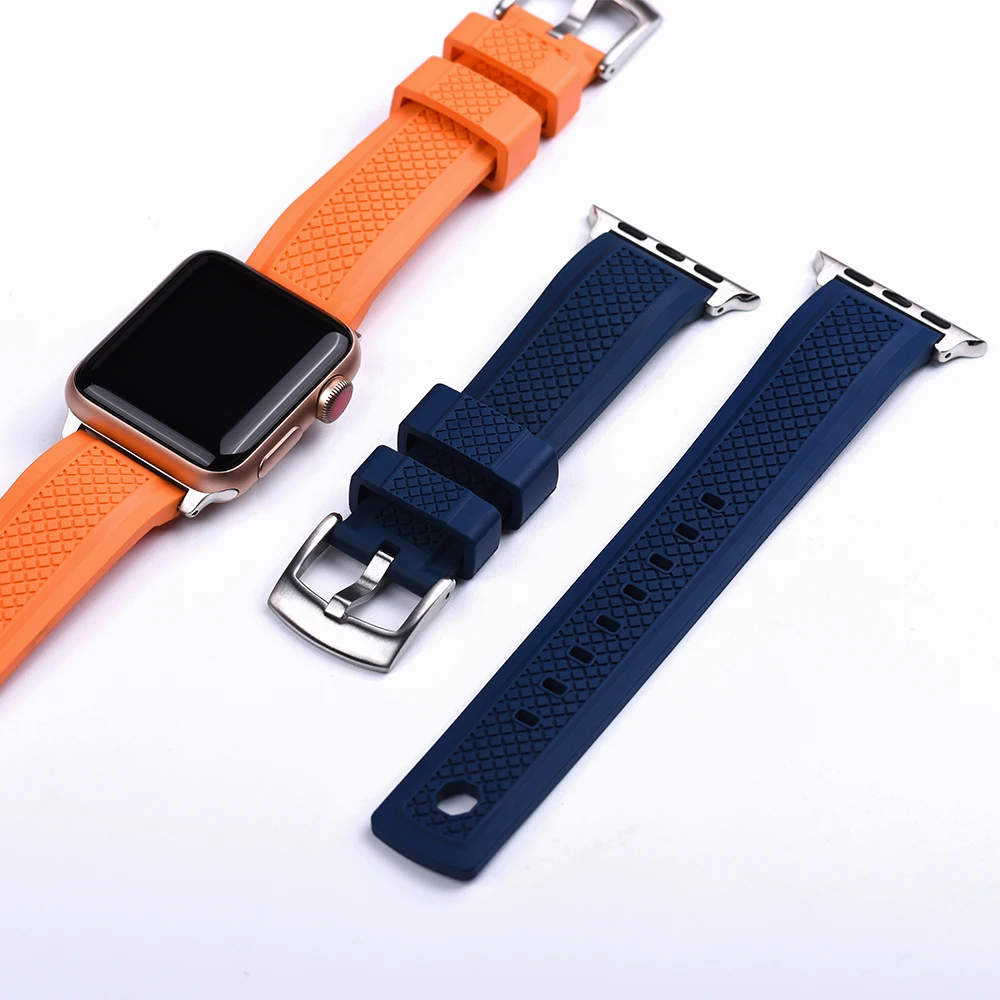 

38mm 40mm 42mm 44mm Summit Fluoro Rubber Strap For Apple Watch Iwatch Series SE 6 5 4 3 2 1 Waterproof Diving Watchband Bracelet