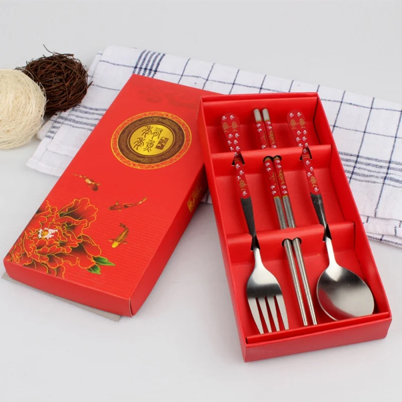 Столовые приборы из нержавеющей стали в китайском стиле столовые вилка ложка