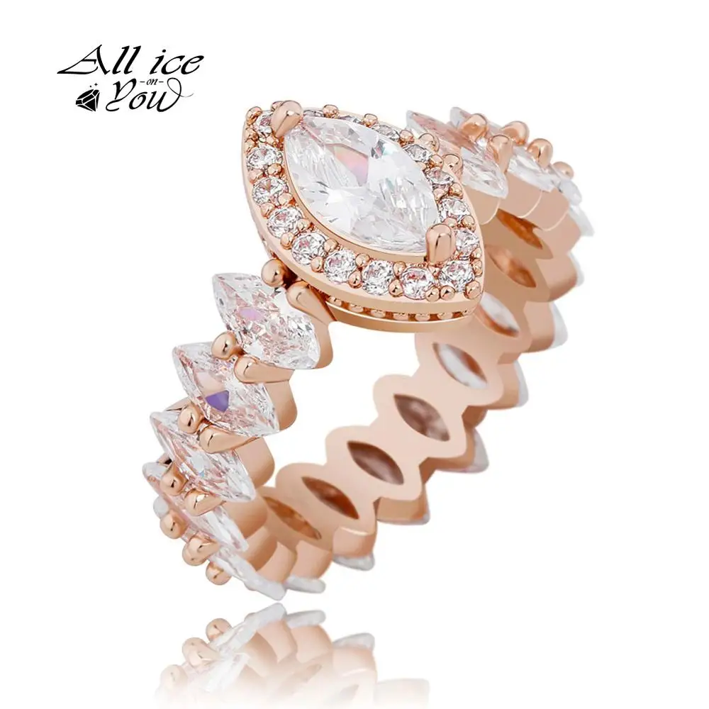 AIILCEONYOU Сверкающее высококачественное кольцо из фианита золотого и серебряного