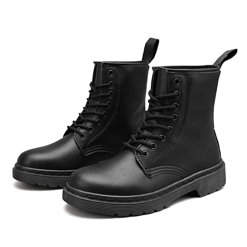 

1460 riding boots women's soft leather pure black line plus size couple short boots men and women leather trend machine boots
