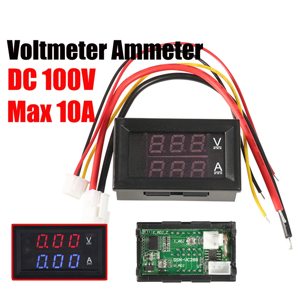 Вольтметр цифровой мини вольтметр амперметр постоянного тока 100 в 10 А измеритель