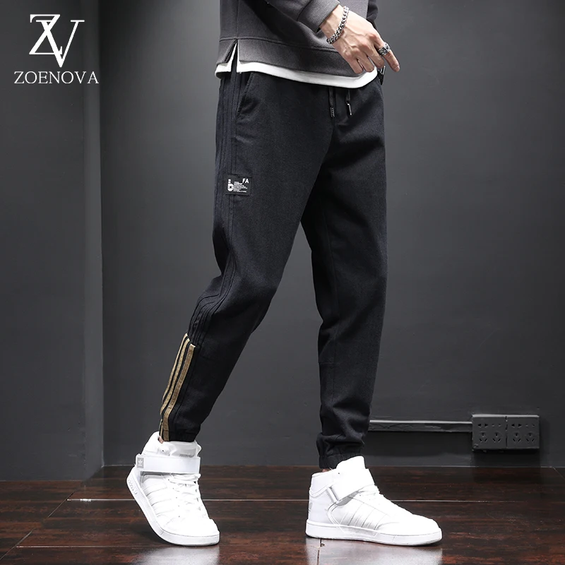 

ZOENOVA Men's Joggers Winter Fleece Outdoor Sweatpants Fashion Applique Harem Pants Men Cotton Casual Trousers Trousers For Men