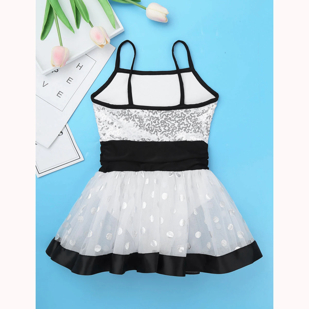 Kids Teens Spaghetti Straps Sequin Flower Polka Dots Mesh Girls Tutu Ballet Dress Gymnastics Leotard Performance Dance Costumes | Детская