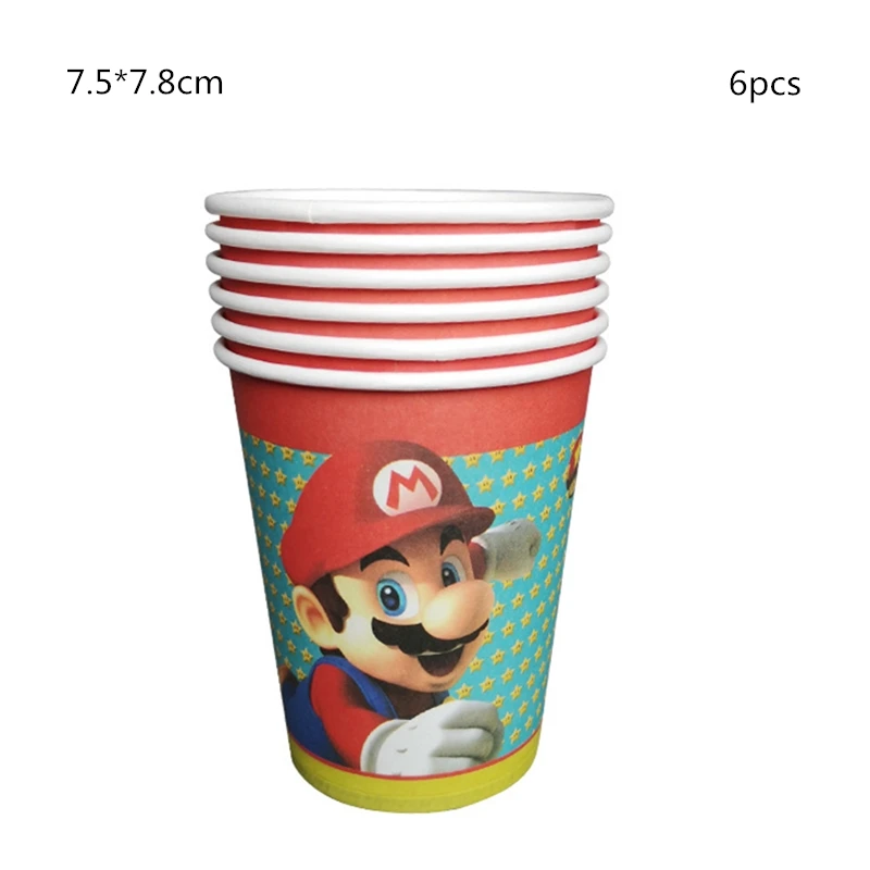 Тематические вечерние одноразовые столовые приборы Super Mario bros тарелки баннеры