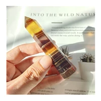sale natural healing crystals wand carving crafts tower yellow fluorite point for christmas decorations