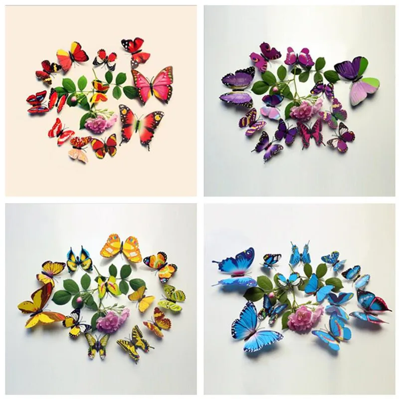 12 шт./компл. красивый художественный дизайн 3D многоцветный ПВХ Магнит бабочка