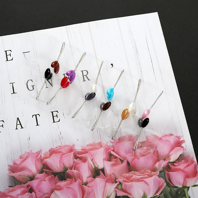 

New style simple U-shaped colorful pearl pin Temperament Exquisite scarf clip Pearl U-shaped pin Multicolor turban pearl pin